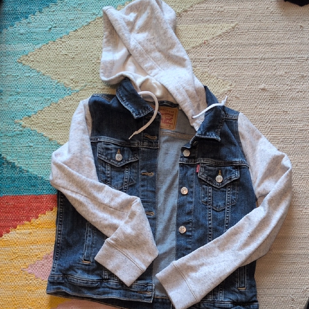 Women's Levi's Denim and Gray Hoodie Jacket
